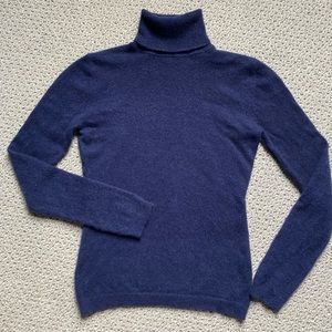 Garnet Hill 100% cashmere turtleneck XS blue